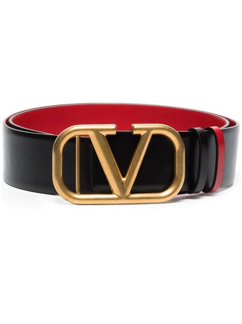 Black/red calf leather belt Valentino Garavani | 4W2T0S11ZFR0SM